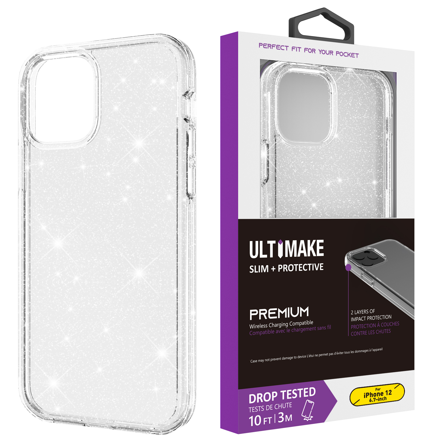 iPhone Clear Glitter Symmetry with Customized Package